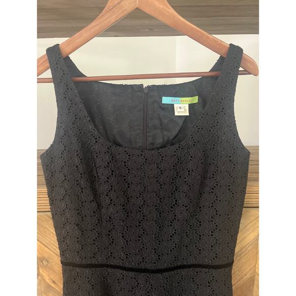Beth Bowley Black Eyelet Fit and Flare Mini Dress Sz 4 - Picture 2 of 6